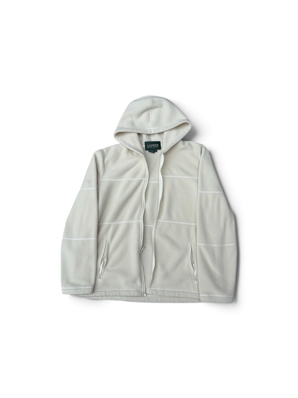 Ralph Lauren Off-White Hooded Fleece Zip Jacket - Men